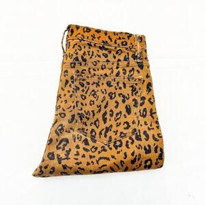 Madewell Stovepipe Straight Leg Leopard Printed Denim Jeans Zip Fly Size 26